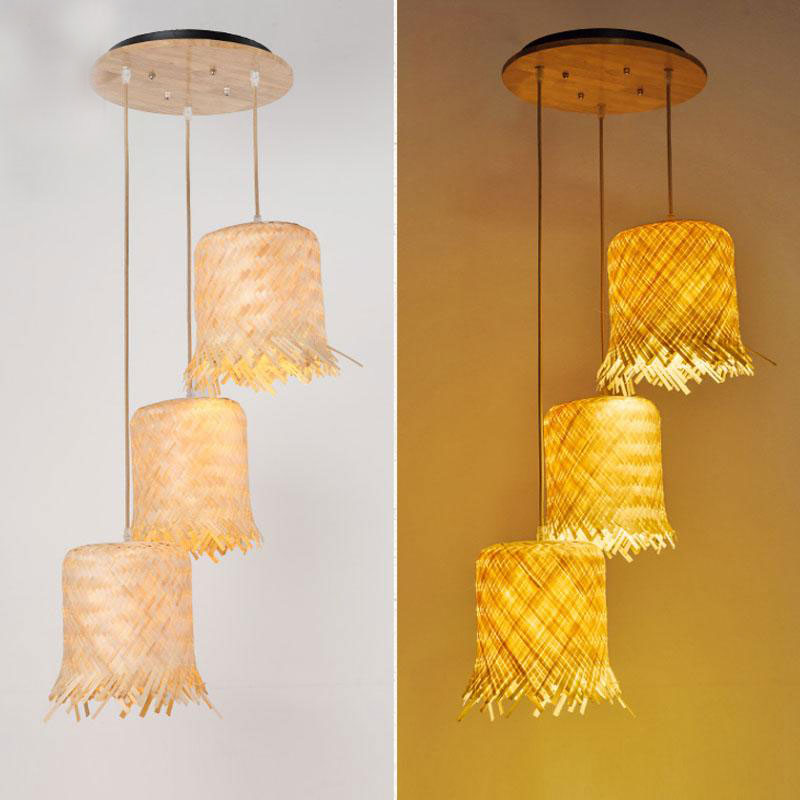 Bamboo Wicker Rattan Miss Skirt Shade Pendant Light By Artisan Living-3