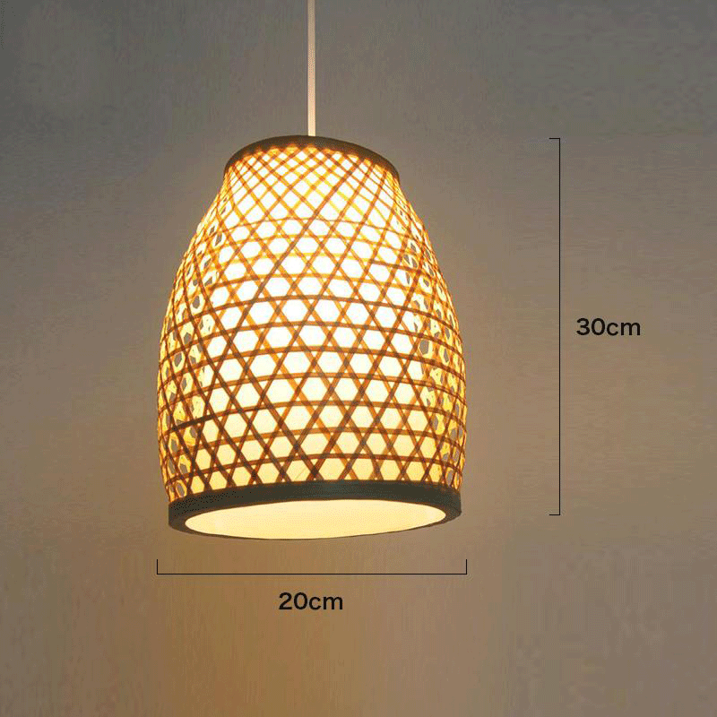 Bamboo Wicker Rattan Lantern Shade Pendant Light By Artisan Living-12310-4