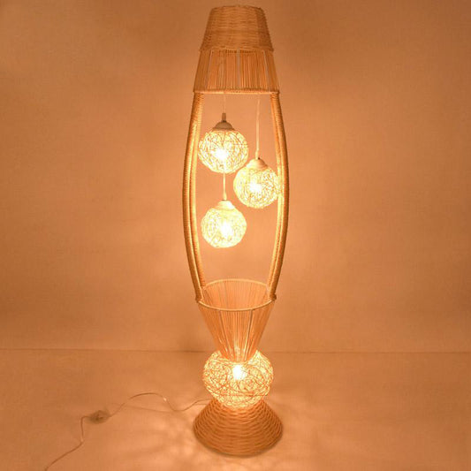 Rustic Wicker Rattan Flower Shade Floor Lamp By Artisan Living | ModishStore | Floor Lamps
