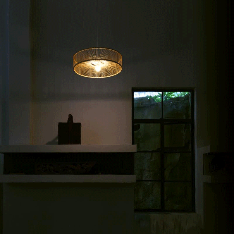 Bamboo Rustic Asian Pendant Lamp-3