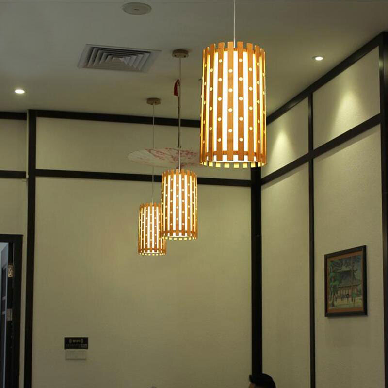 Bamboo Wicker Rattan Tube Hole Shade Pendant Light By Artisan Living-5