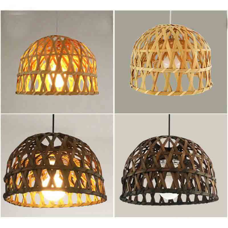 Round Natural Coffee Bamboo Wicker Rattan Basket Pendant Light By Artisan Living | ModishStore | Pendant Lamps