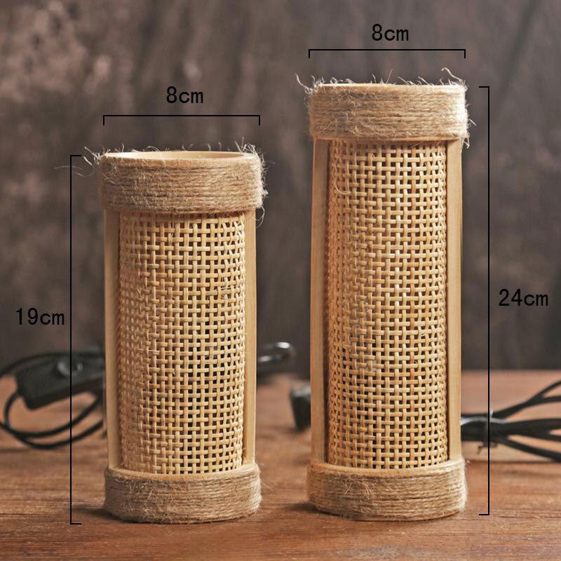 Bamboo Wicker Rattan Tube Shade Table Lamp By Artisan Living-4