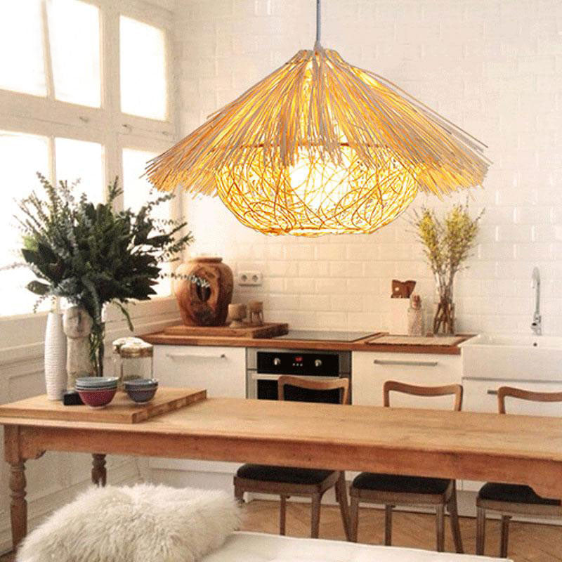 Wicker Rattan Nest Pendant Light By Artisan Living | ModishStore | Pendant Lamps