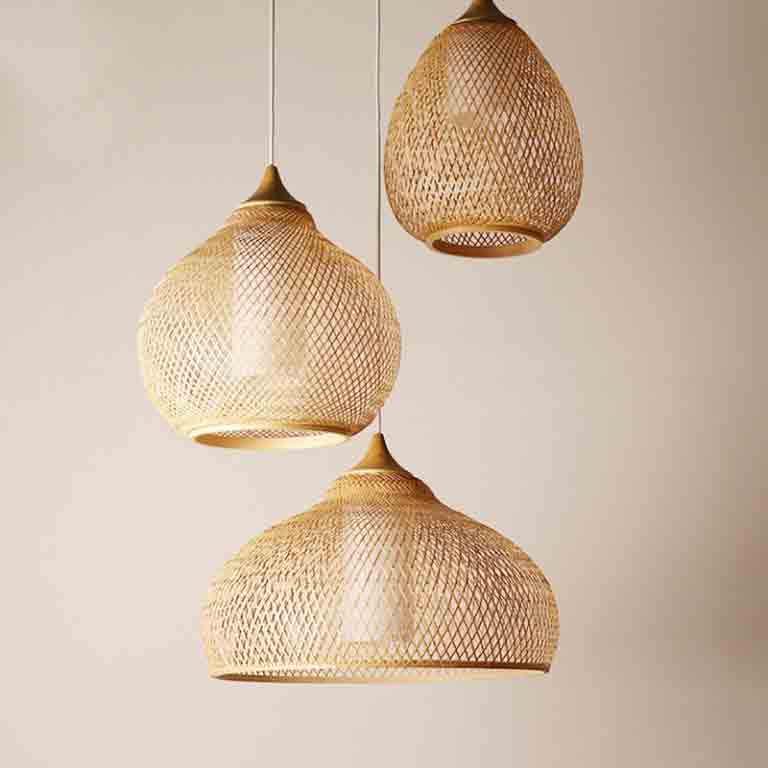 Bamboo Wicker Rattan Calabash Pendant Light By Artisan Living-4
