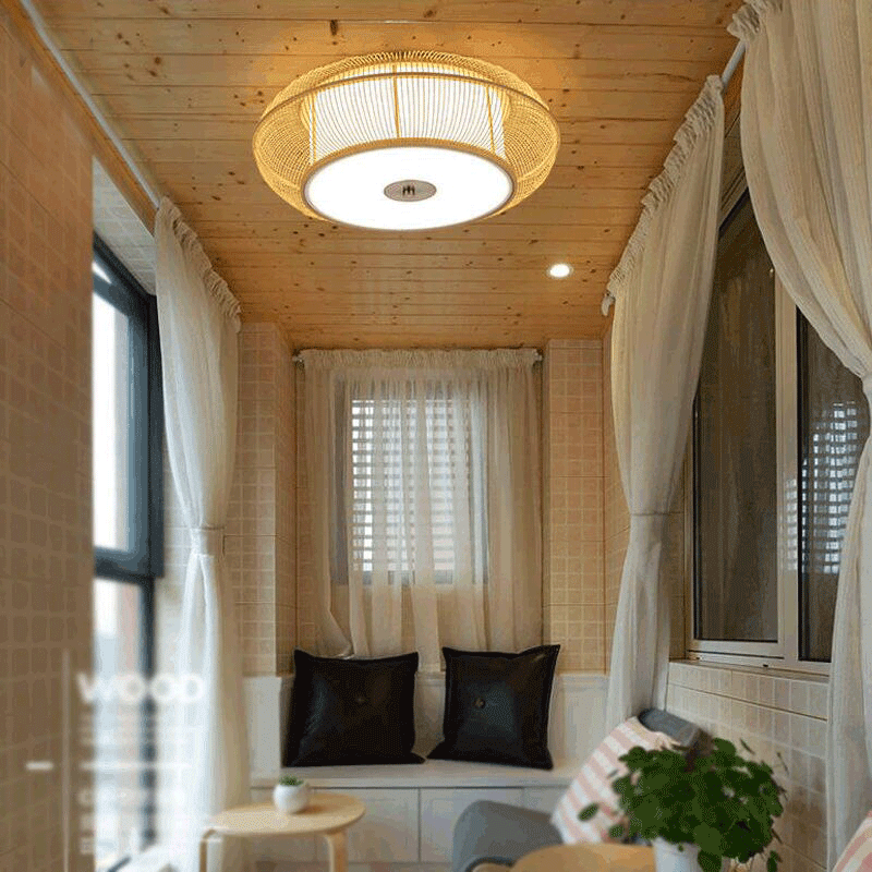 Bamboo Wicker Ceiling Light Fixture By Artisan Living-7