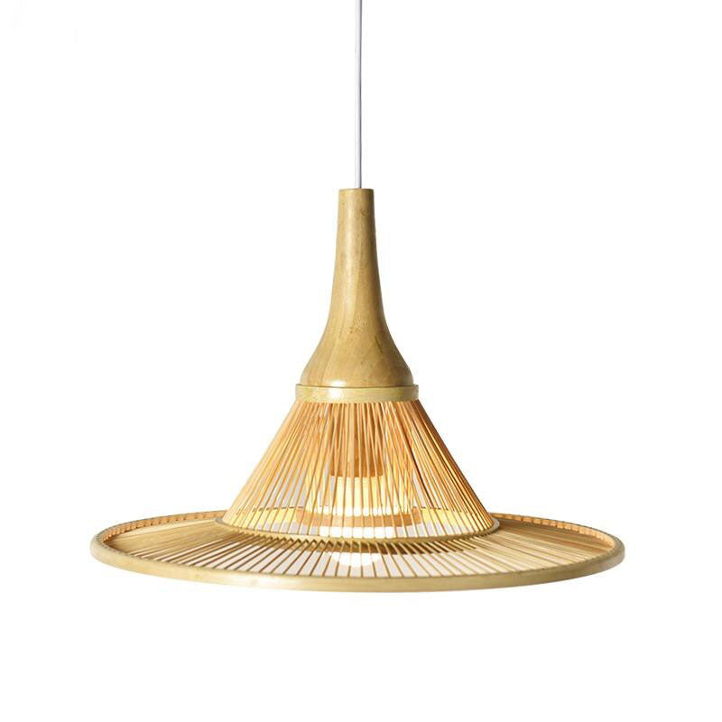 Bamboo Wicker Rattan Hat Shade Pendant Lighting By Artisan Living-3