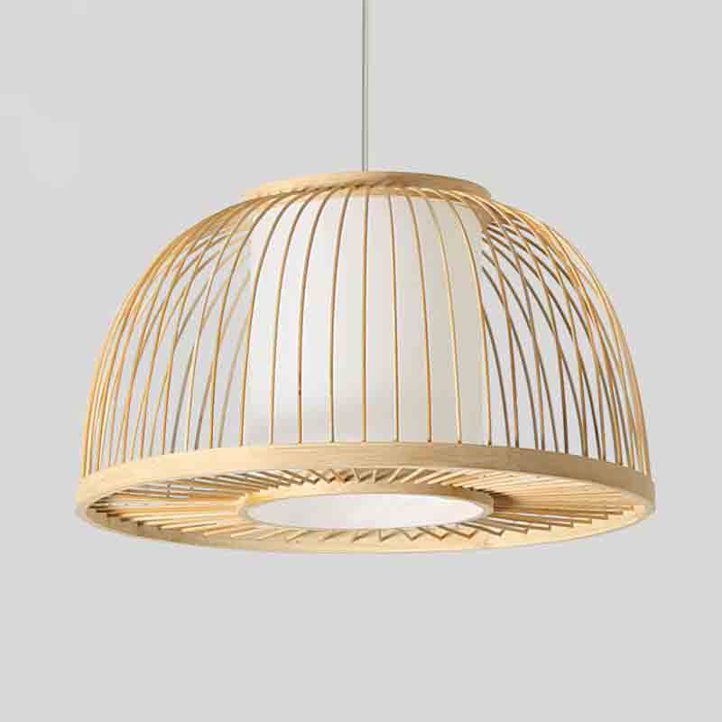 Round Bamboo Wicker Rattan Shade Cover Pendant Light By Artisan Living-5