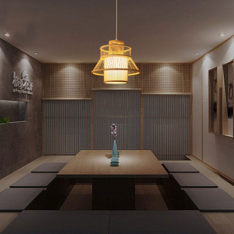 Bamboo Wicker Rattan Bloom Pendant Light By Artisan Living-12349-4