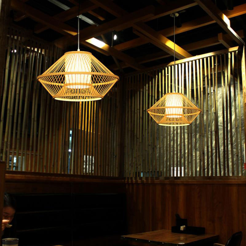Bamboo Wicker Vine Rattan Shade Pendant Light By Artisan Living-6