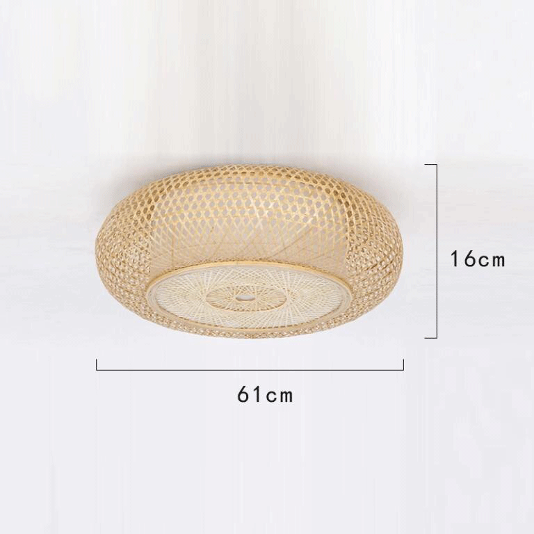 Bamboo Wicker Rattan Round Ripple Ceiling Light By Artisan Living-4