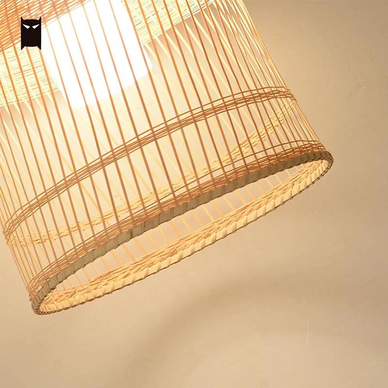 Bamboo Wicker Rattan Lantern Shade Pendant Light By Artisan Living-12304-8