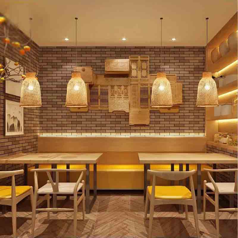 Bamboo Wicker Rattan Lantern Shade Pendant Light By Artisan Living-12302-6