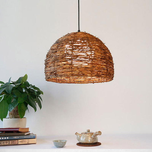 Wicker Rattan Lantern Lampshade Pendant Light By Artisan Living | ModishStore | Pendant Lamps
