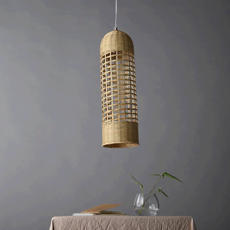 Bamboo Hand-Woven Cylinder Pendant Light By Artisan Living -Only Small Size Available-6