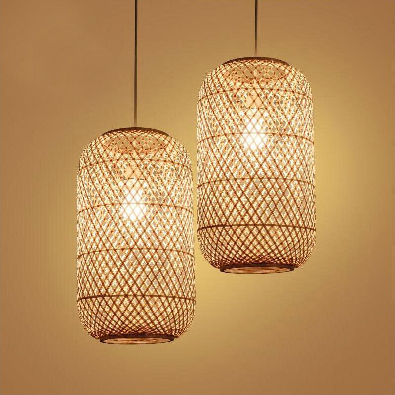 Hand Bamboo Wicker Rattan Shade Pendant Light By Artisan Living-4