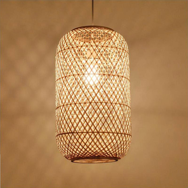 Hand Bamboo Wicker Rattan Shade Pendant Light By Artisan Living-3