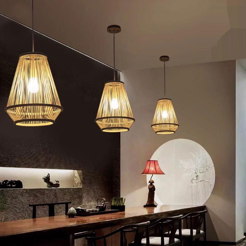 Bamboo Wicker Rattan Cage Shade Pendant Light By Artisan Living-4