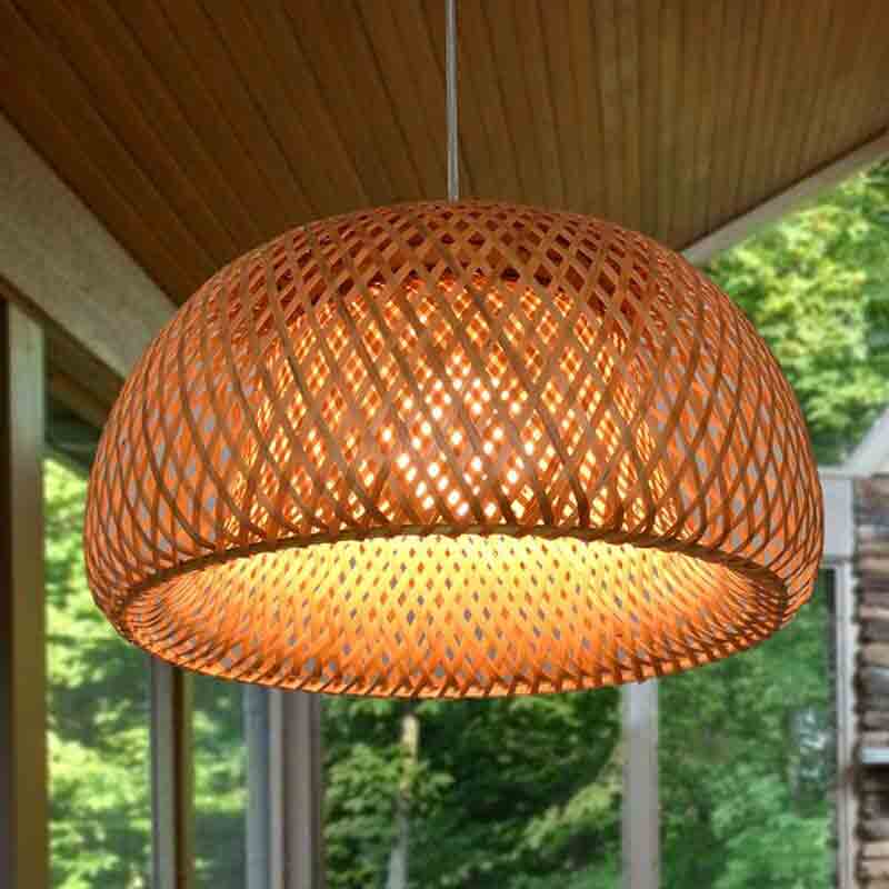 Bamboo Wicker Rattan Shade Pendant Light By Artisan Living-SC-17007 | ModishStore | Pendant Lamps