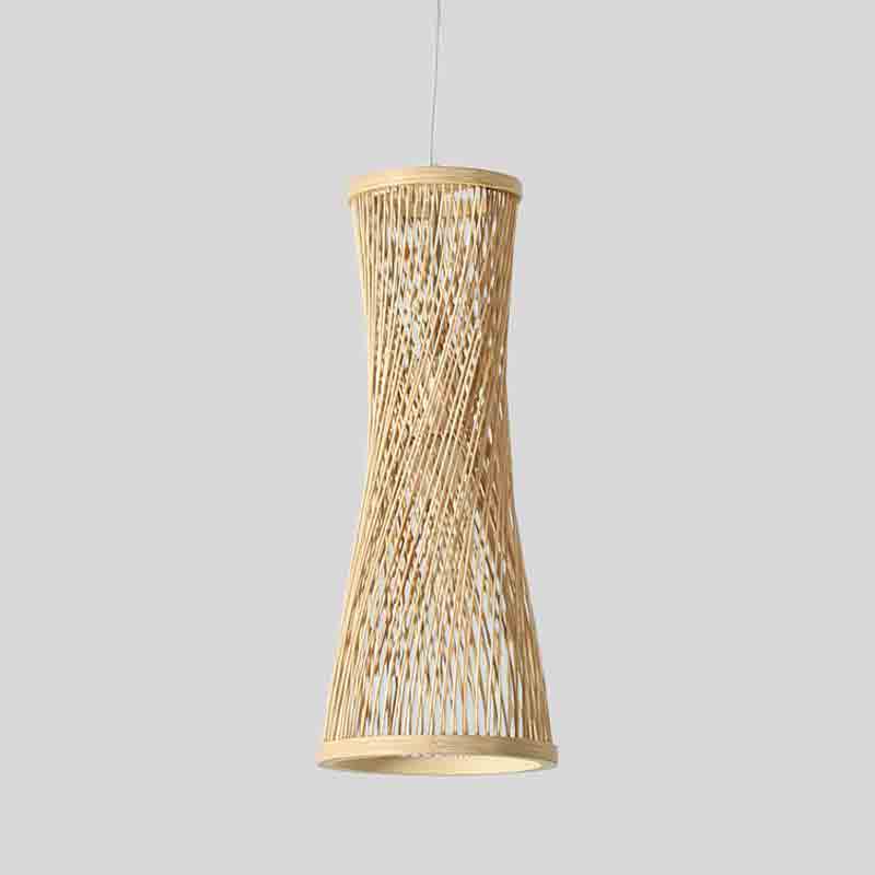 Bamboo Wicker Rattan Bugle Shade Pendant Light By Artisan Living-2