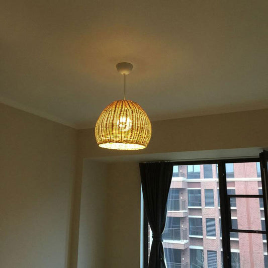 Wicker Rattan Round Basket Shade Pendant Light By Artisan Living | ModishStore | Pendant Lamps