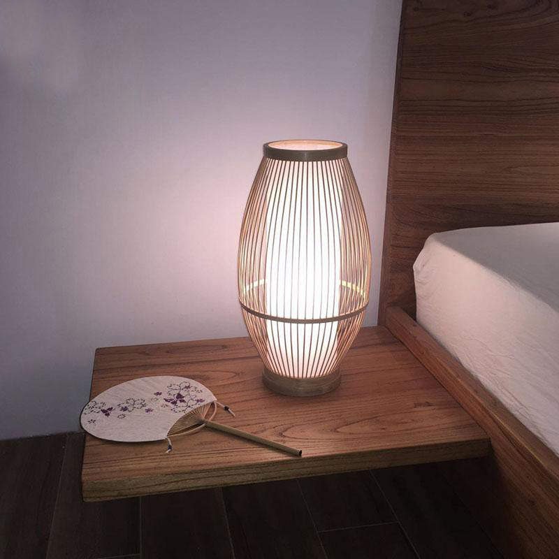 Bamboo Wicker Rattan Tambour Table Lamp By Artisan Living-8