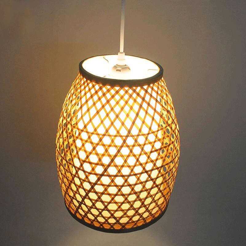 Bamboo Wicker Rattan Lantern Shade Pendant Light By Artisan Living-12311-5