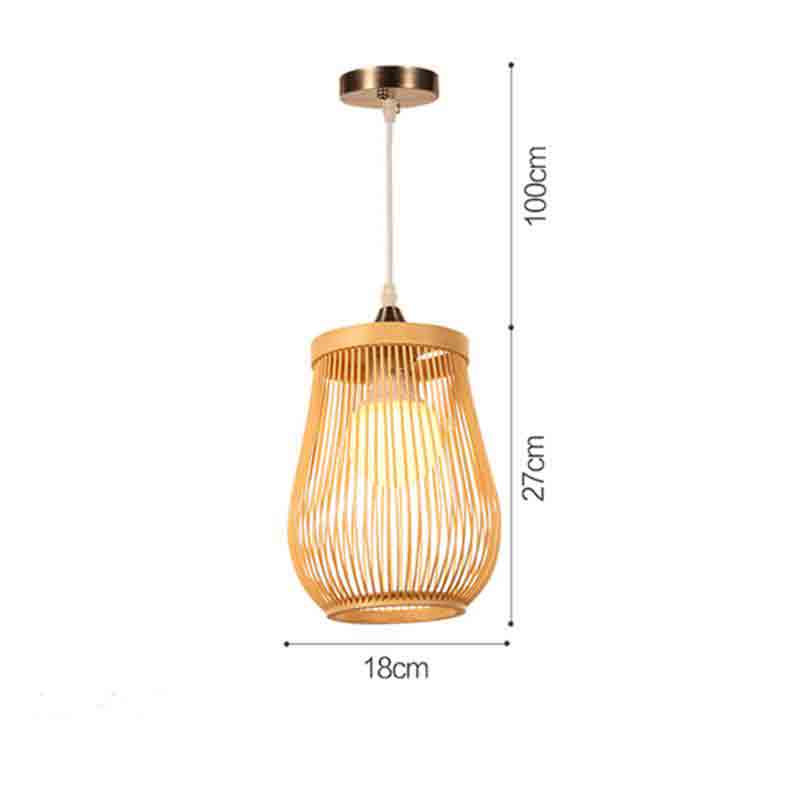 Bamboo Wicker Rattan Lantern Pendant Light By Artisan Living-12070-7