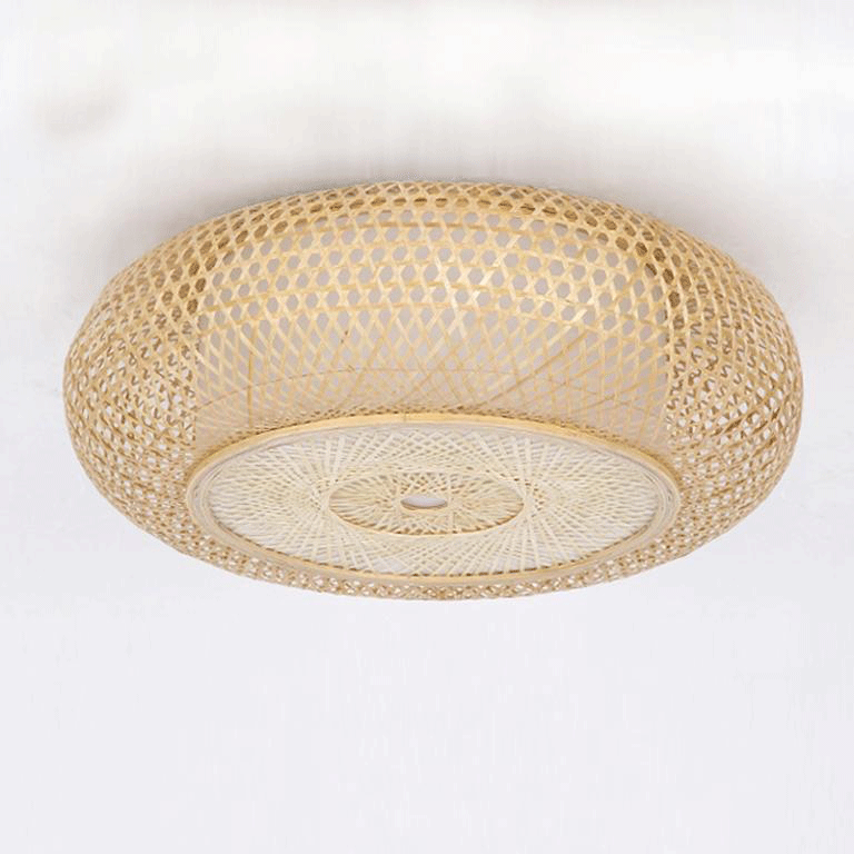 Bamboo Wicker Rattan Round Ripple Ceiling Light By Artisan Living-5