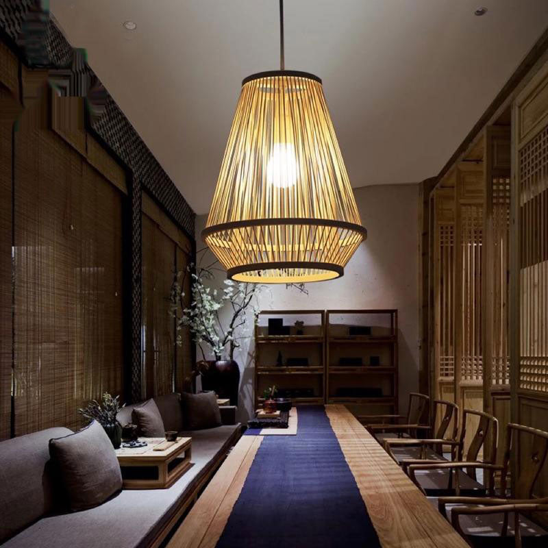 Bamboo Wicker Rattan Cage Shade Pendant Light By Artisan Living-6