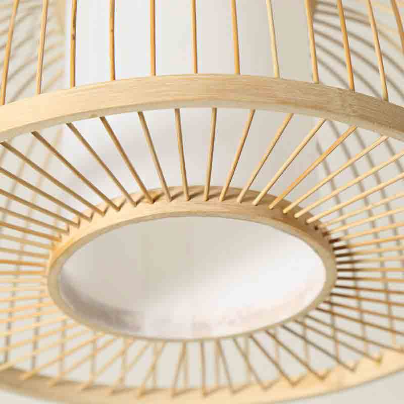 Round Bamboo Wicker Rattan Shade Cover Pendant Light By Artisan Living-3
