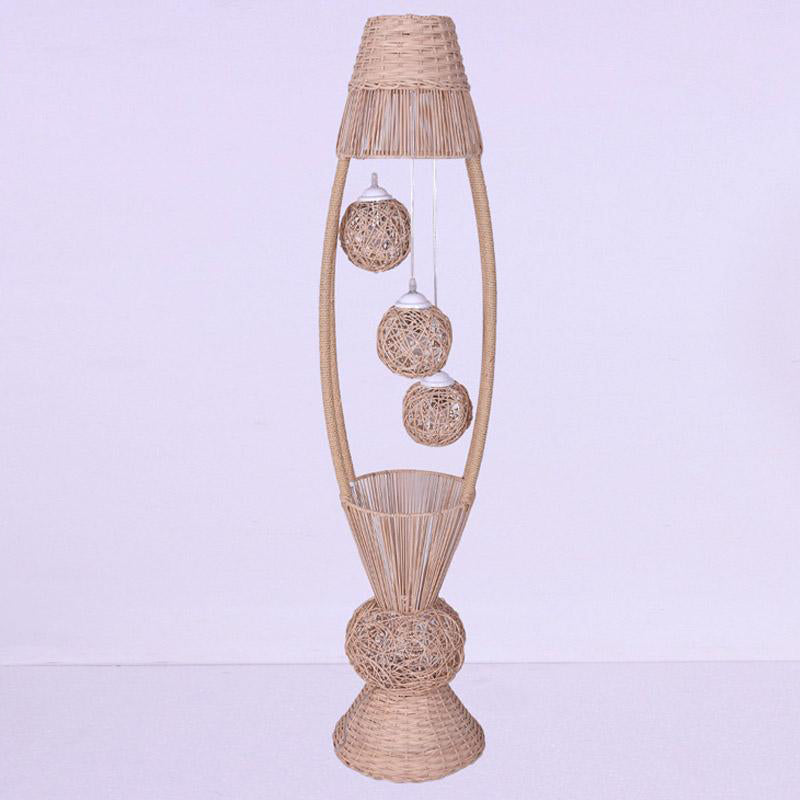 Rustic Wicker Rattan Flower Shade Floor Lamp By Artisan Living-2