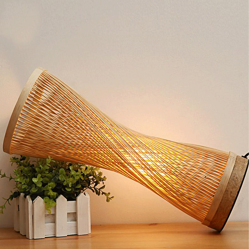 Bamboo Wicker Rattan Spire Vase Table Lamp by Artisan Living-7