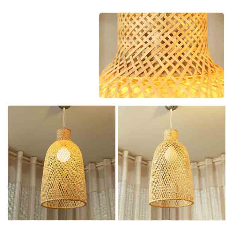 Single Bamboo Wicker Rattan Cover Shade Pendant Light By Artisan Living-3