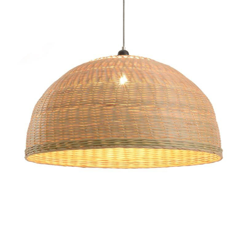 Bamboo Wicker Rattan Ripple Pendant Light By Artisan Living-2