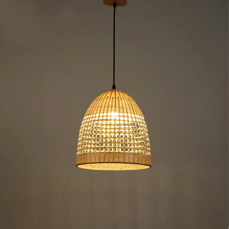 New Bamboo Wicker Rattan Basket Shade Pendant Light By Artisan Living-3