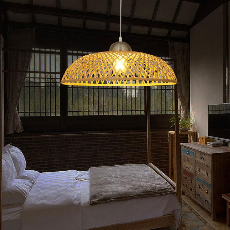 Bamboo Wicker Rattan Cap Shade Pendant Light By Artisan Living-12230-7