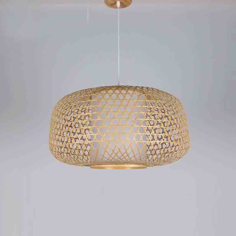 Natural Black Bamboo Wicker Rattan Lantern Pendant Light By Artisan Living-3