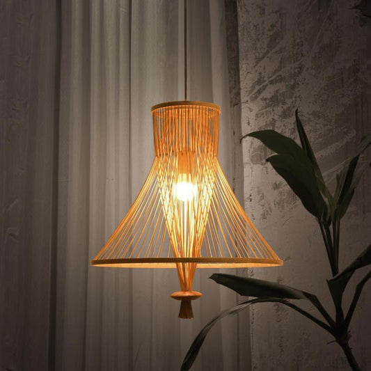Bamboo Wicker Rattan Bundle Shade Pendant Light By Artisan Living | ModishStore | Pendant Lamps