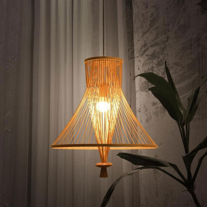 Bamboo Wicker Rattan Bundle Shade Pendant Light By Artisan Living-5