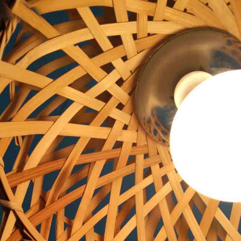 Round Natural Coffee Bamboo Wicker Rattan Basket Pendant Light By Artisan Living-2
