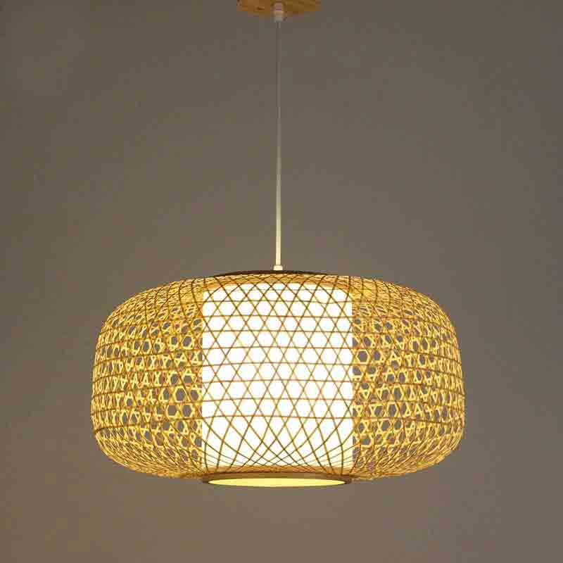 Natural Black Bamboo Wicker Rattan Lantern Pendant Light By Artisan Living-5