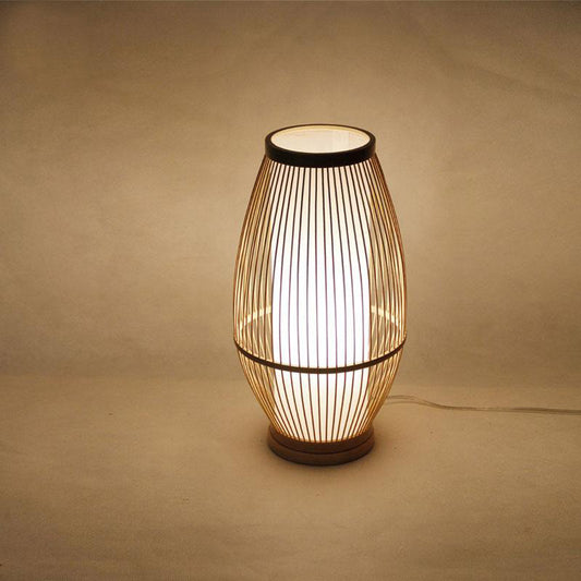 Bamboo Wicker Rattan Tambour Table Lamp By Artisan Living | ModishStore | Table Lamps