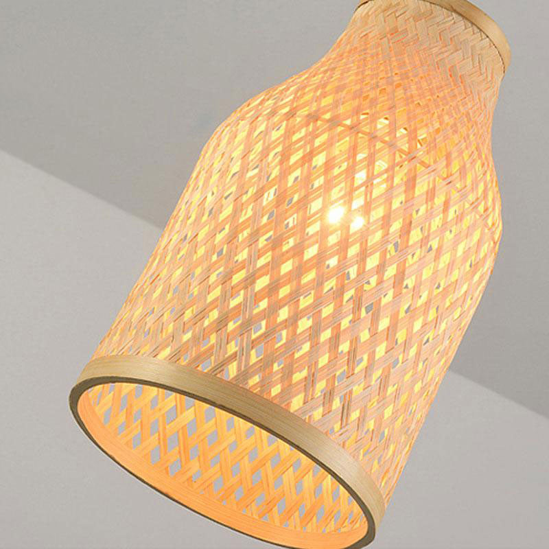 Round Bamboo Wicker Rattan Shade Pendant Light By Artisan Living-3