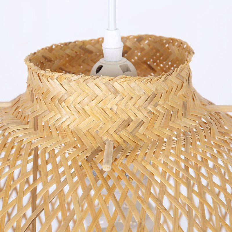 Rustic Bamboo Wicker Rattan Bag Pendant Light by Artisan Living-5