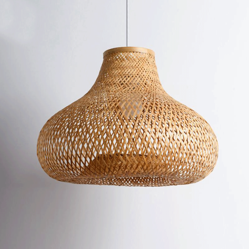 Hand Bamboo Gourd Shade Pendant Light Fixture Asian Ceiling Lamp-4