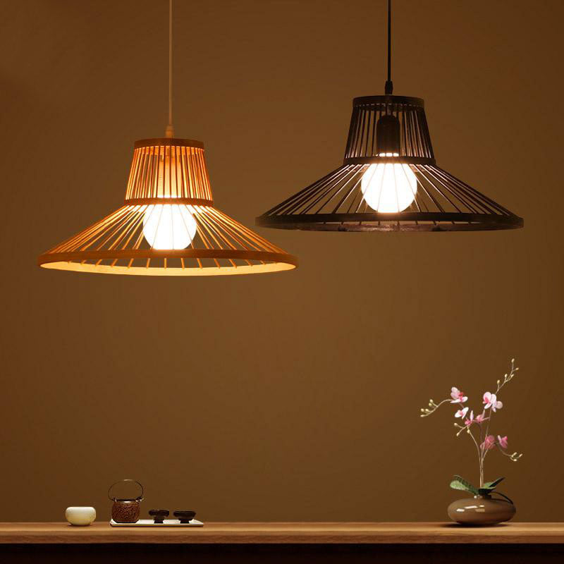 Bamboo Wicker Rattan Shade Cap Pendant Light By Artisan Living-6