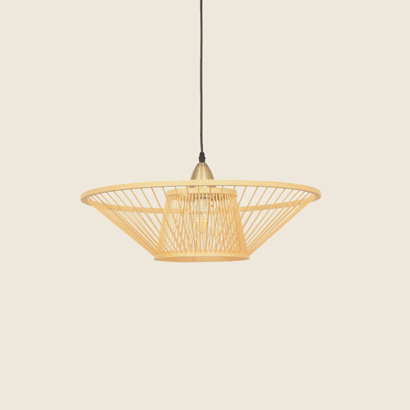 Round Bamboo Wicker Rattan Rod Pendant Light By Artisan Living-4