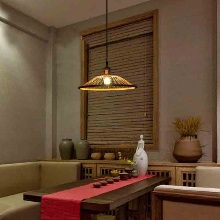 Bamboo Wicker Rattan Office Pendant Light By Artisan Living-4