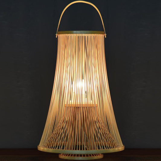 Bamboo Wicker Rattan Lantern Shade Table Light By Artisan Living | ModishStore | Table Lamps